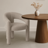Design Eetkamerstoel Zandkleur Bouclé Maro - Volledig Stof