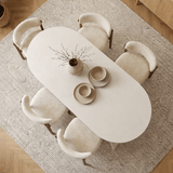 Eettafels - Ovale eettafel Wit melamine - Japandi - 180x89,5x75 cm - Sota - Dimehouse