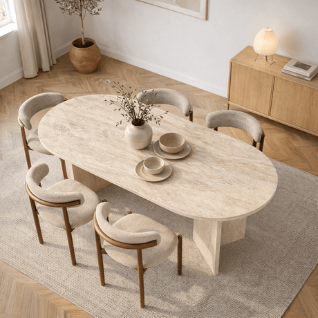 Sablin Eettafel Melamine Travertine 180x89,5x75 cm