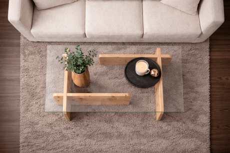 Salontafel Atlantisch Dennenhout Melamine Glas Opal 105x65x30 cm