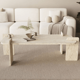 Salontafels - Salontafel Travertin melamine Japandi - 120 x 60 cm - ronde hoeken - Lovge - Dimehouse