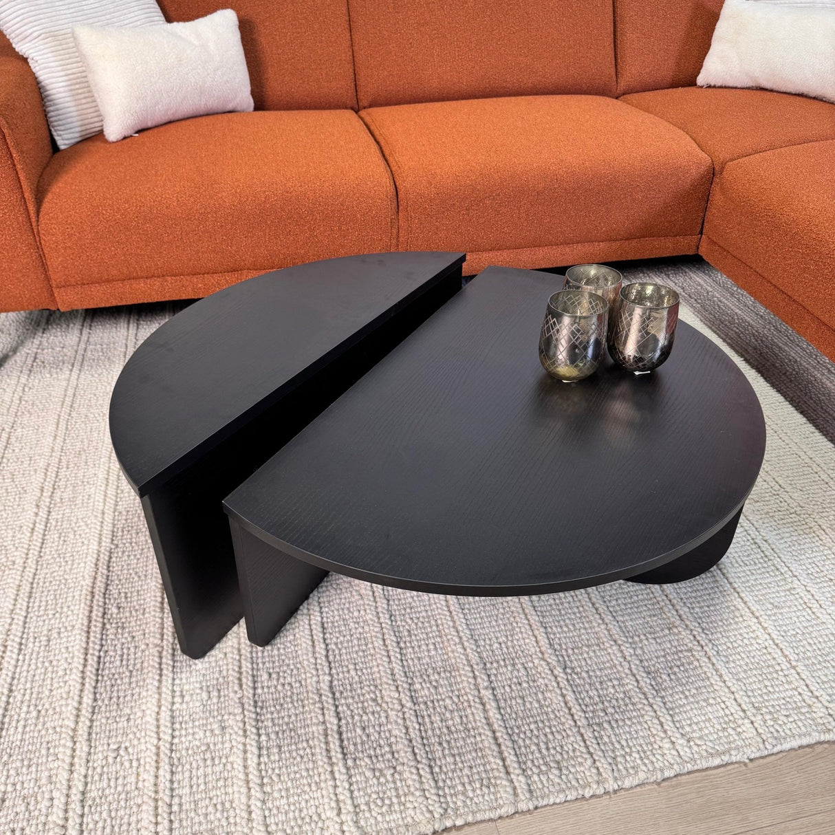 Ronde Salontafel Zwart Getrapt Melamine 85 cm Orin
