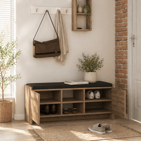 Schoenenkast Donker Eiken Melamine - zes vakken - 110x43x37 cm - Zulla