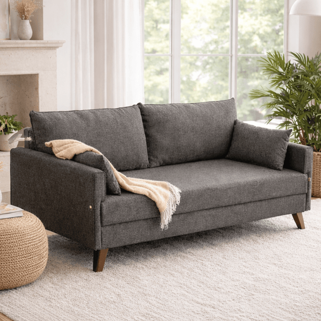 Banken - Slaapbank antraciet stof 3 - zits - Bella - Dimehouse