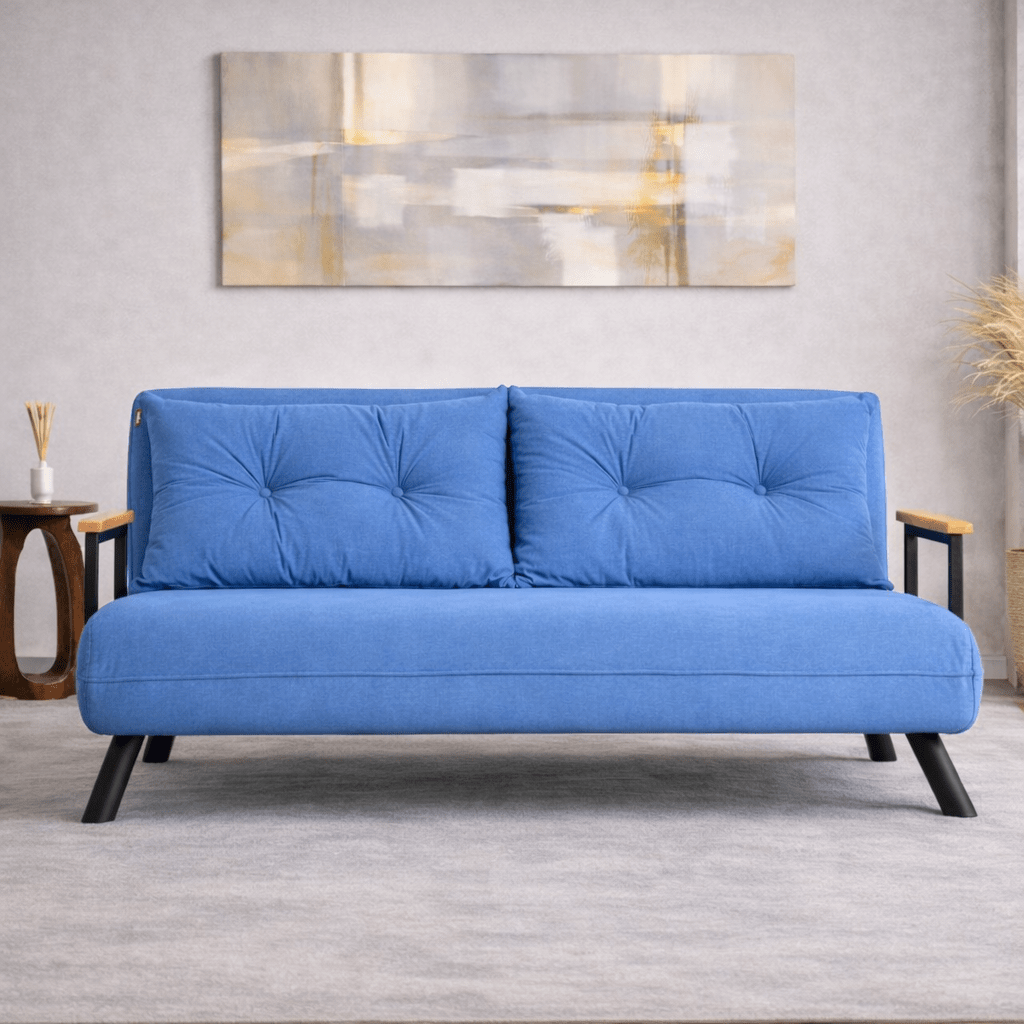 Slaapbank baby blauw stof 2-zits - Sando
