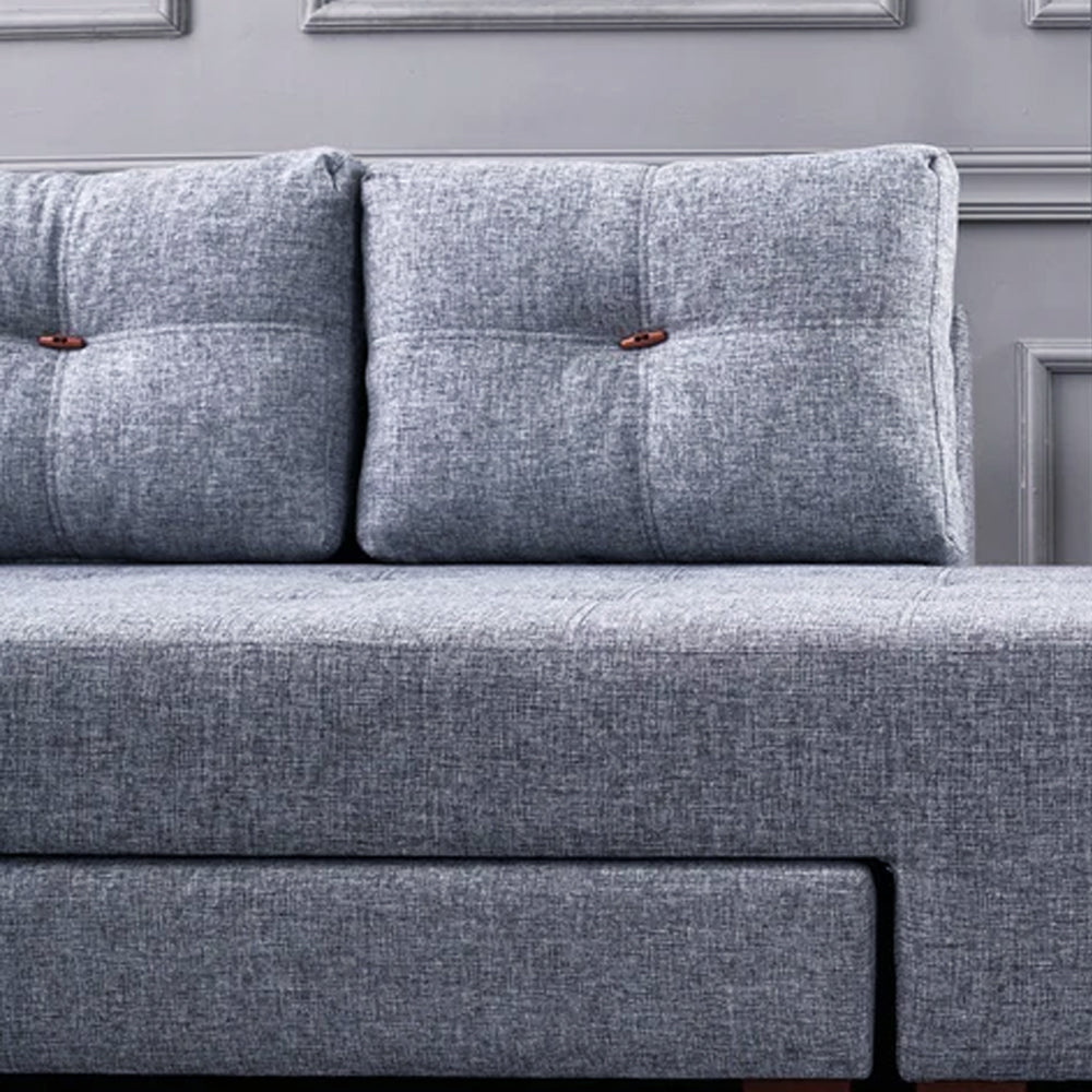 Slaapbank lichtblauw stof -  XL 280x206 cm - met wielen - Rechts - Manama