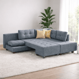 Slaapbank lichtblauw stof -  XL 280x206 cm - met wielen - Rechts - Manama