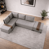 Banken - Slaapbank champagne stof - XXL 280 x 210 - Links - Fly - Dimehouse