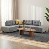 Banken - Slaapbank grijs stof - XL 280x206 cm - met wielen - Links - Manama - Dimehouse