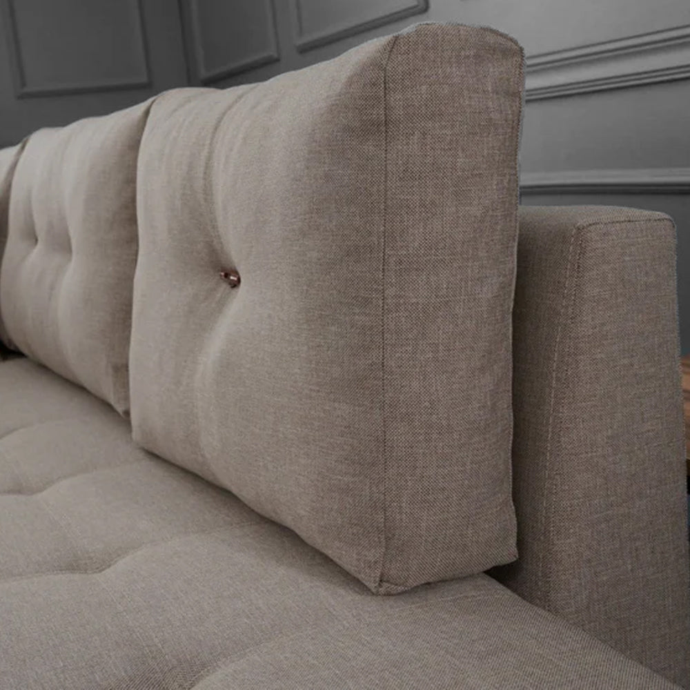 Slaapbank taupe stof -  XL 280x206 cm - met wielen - Rechts - Manama