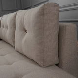 Slaapbank taupe stof -  XL 280x206 cm - met wielen - Rechts - Manama