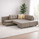 Slaapbank taupe stof -  XL 280x206 cm - met wielen - Rechts - Manama