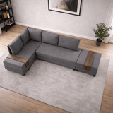 Banken - Slaapbank taupe stof - XXL 280 x 210 - Links - Fly - Dimehouse