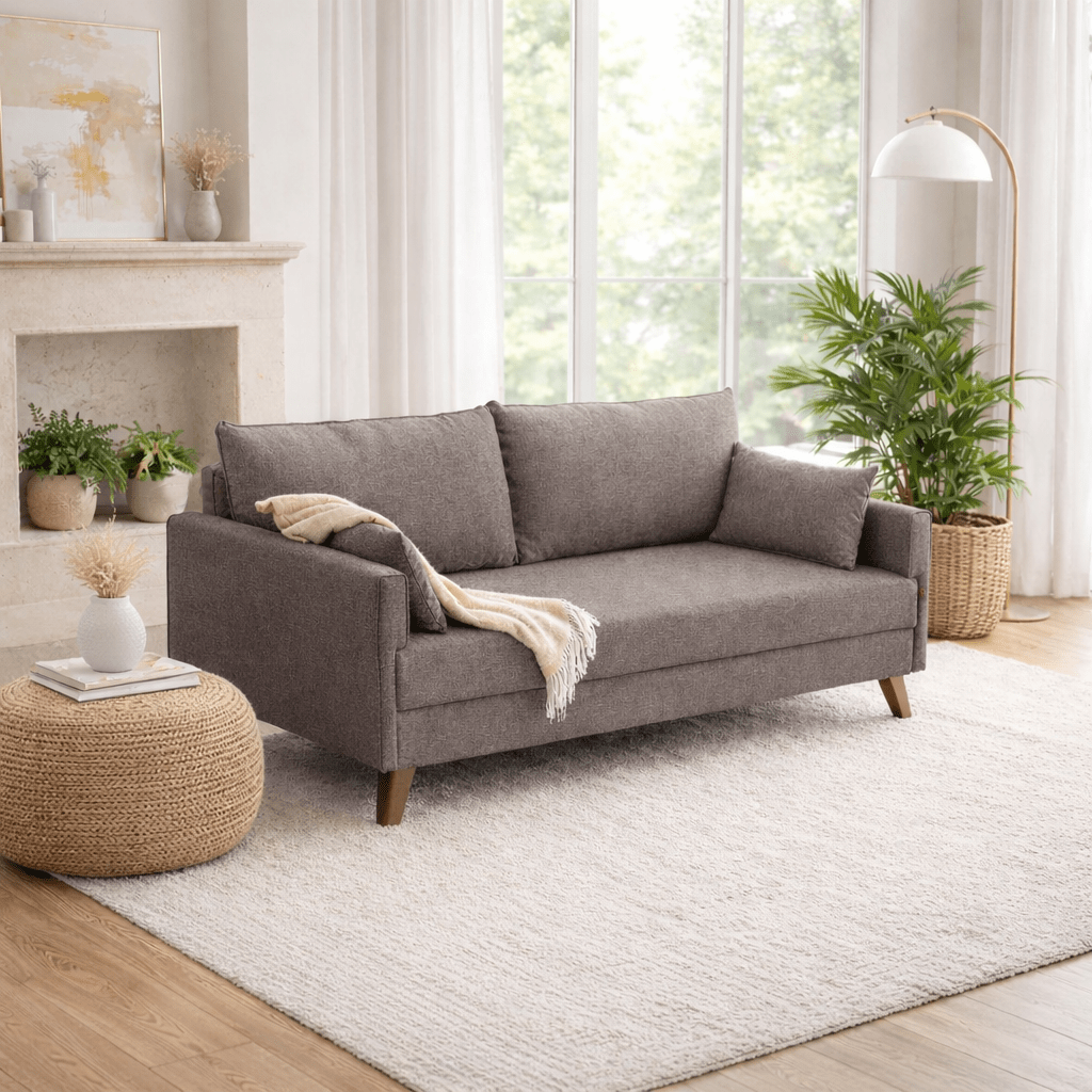 Banken - Slaapbank taupe stof 3 - zits - Bella - Dimehouse