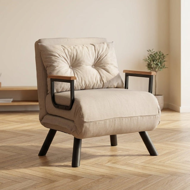 Slaapfauteuil Sando Stof Crème-Lichtgeel sfeerfoto in modern interieur