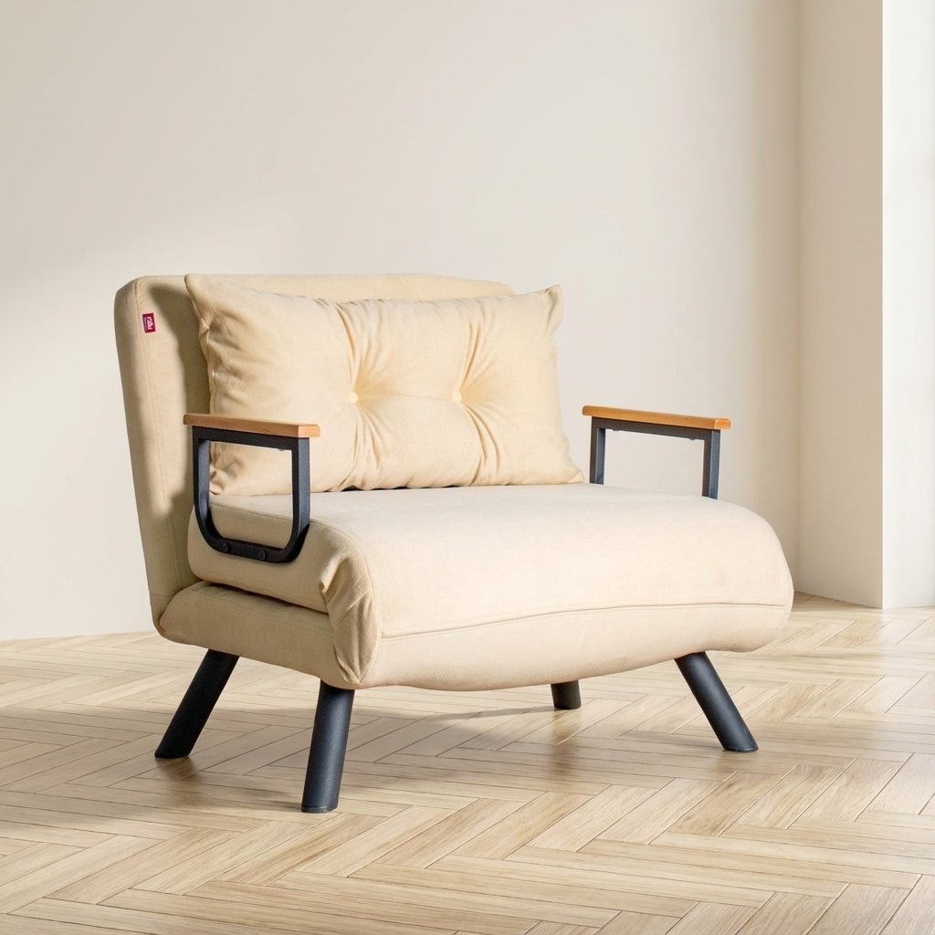 Slaapfauteuil Sando Stof Crème sfeerfoto in modern interieur