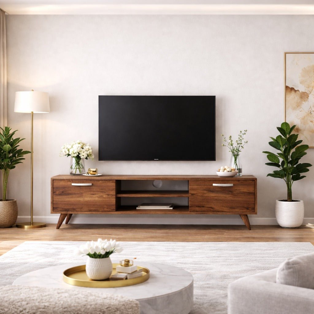 TV Meubels - TV Meubel Corfu Walnoot Melamine 180x48,6x35 cm - Dimehouse