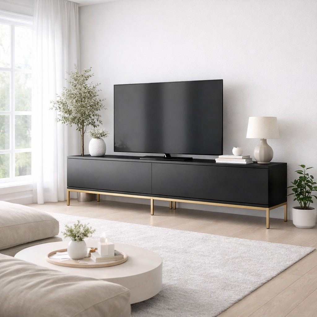 TV Meubel Lord Zwart Goud Melamine 180x47x30 cm