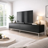 TV Meubels - TV Meubel Lord Zwart Zilver Melamine 180x47x30 cm - Dimehouse