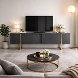 TV Meubel Luxe Antraciet Goud Melamine 180x50x30 cm