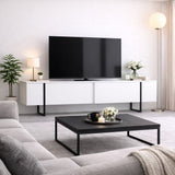 TV Meubels - TV Meubel Luxe Wit Zwart Melamine 180x50x30 cm - Dimehouse