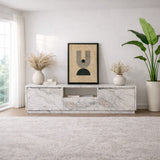 TV Meubel Marmer Melamine - drie kastjes - 160x42x29,5 cm - Flare