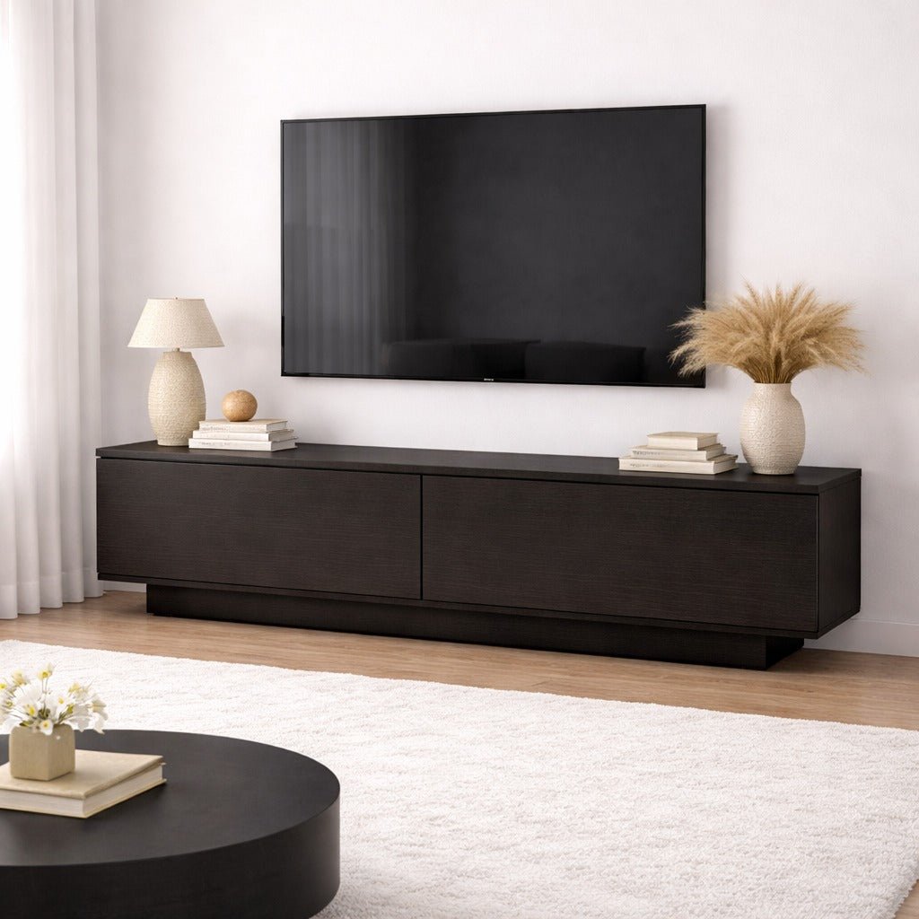 TV Meubels - TV Meubel Merida Zwart Melamine 140x38,2x35,5 cm - Dimehouse