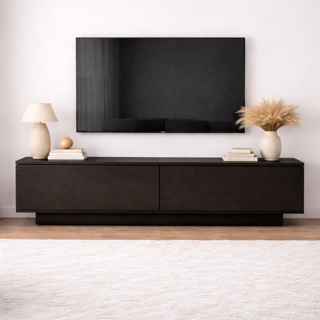 TV Meubels - TV Meubel Merida Zwart Melamine 140x38,2x35,5 cm - Dimehouse