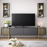 TV Meubel Set Gold Line Antraciet Zwart Melamine 180x48x30 cm