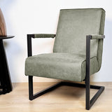 Industriële leren fauteuil groen Tiger