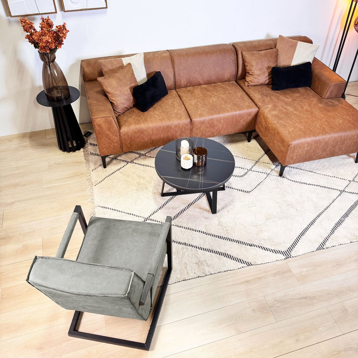 Industriële leren fauteuil groen Tiger