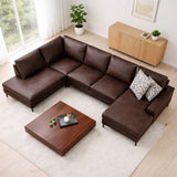 Banken - U - bank Hoekbank Bruin Stof 314x200 cm - Links - Porto - Dimehouse