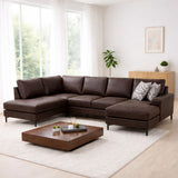 Banken - U - bank Hoekbank Bruin Stof 314x200 cm - Links - Porto - Dimehouse