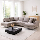 Banken - U - bank Hoekbank Grijs Stof 314x200 cm - Links - Porto - Dimehouse