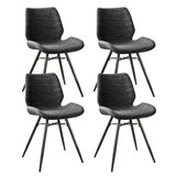 Set van 4 Eetkamerstoelen Beau Antraciet Chenille Stof - Zonder Armleuningen