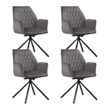 Set van 4 Draaibare Eetkamerstoelen Novan Antraciet Velvet – 180° Draaibaar