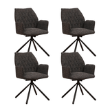 Set van 4 Draaibare Eetkamerstoelen Novan Zwart Chenille – 180° Draaibaar