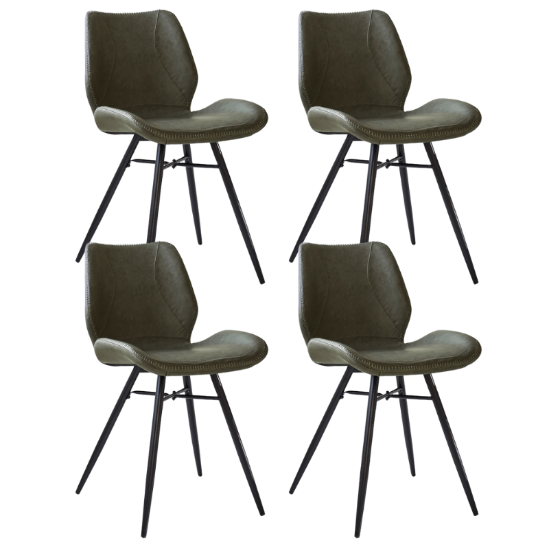 Set van 4 Eetkamerstoelen Beau Industrieel Groen Kunstleer - Zonder Armleuningen