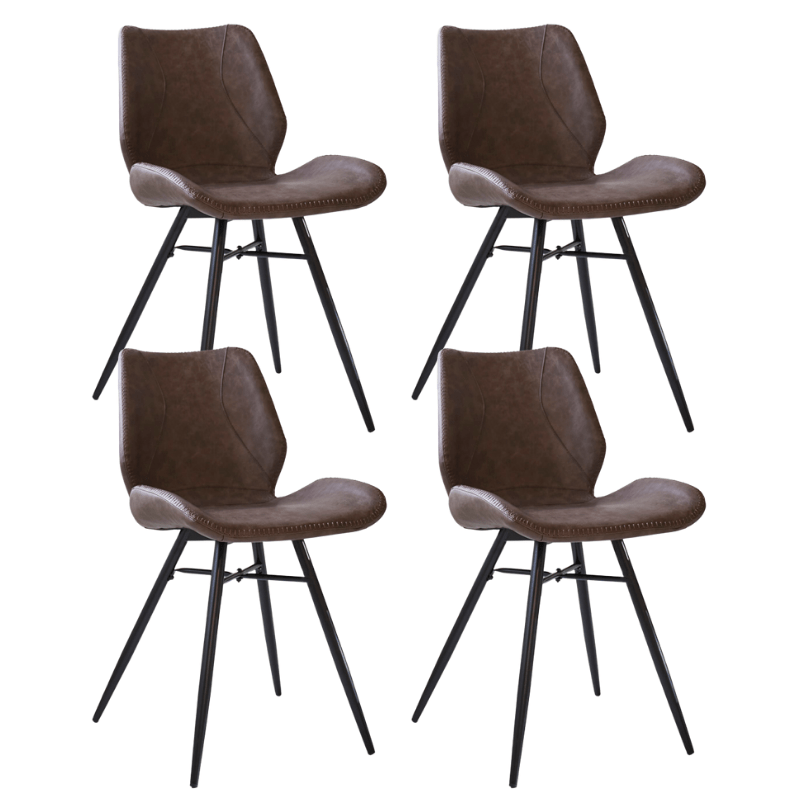 Set van 4 Eetkamerstoelen Beau Industrieel Taupe Kunstleer - Zonder Armleuningen