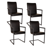 Set van 4 Eetkamerstoelen Bras Industrieel Zwart - Met Armleuningen