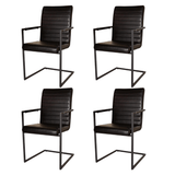 Set van 4 Eetkamerstoelen Bras Industrieel Zwart - Met Armleuningen