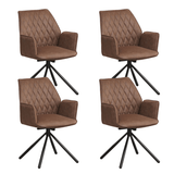 Set van 4 Draaibare Eetkamerstoelen Novan Industrieel Taupe Stof – 180° Draaibaar