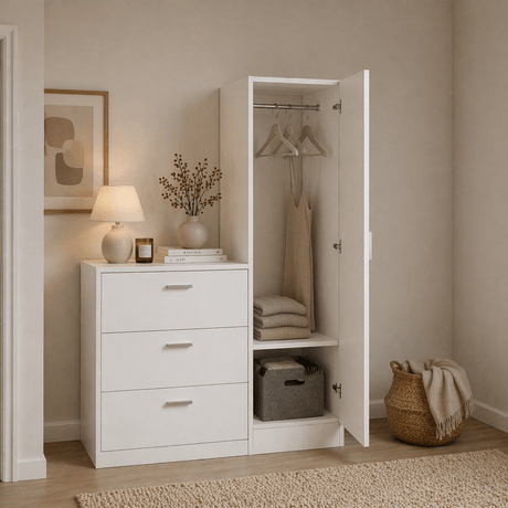 Wandkast Wit Melamine - hang en leg - 140x100x47 cm - Jade