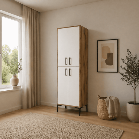 Wandkast Walnoot Wit Melamine 200x60x35 cm - Berlin