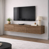 TV Meubels - Zwevend TV Meubel Walnoot Melamine - 150x30 cm - West - Dimehouse