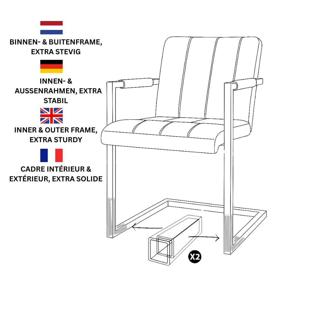Set van 4 Industriële Eetkamerstoelen Jackson Bruin - Microvezel - Met Armleuningen