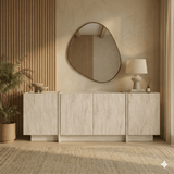 Dressoir Japandi travertin melamine Lowen 180x45x80 cm