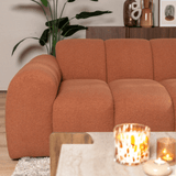 Banken-Hoekbank met lounge koper bouclé stof - strepen - rechts - Brix-Dimehouse