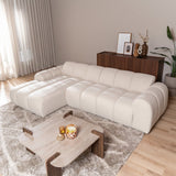 Banken-Hoekbank met lounge beige velvet structuurstof - strepen - links - Brix-Dimehouse